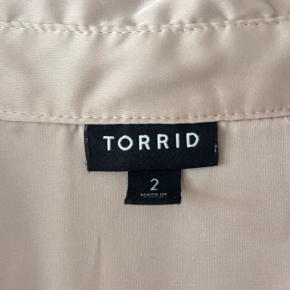 Torrid Madison Satin Champaign Button Up Long Sleeve Shirt Size 2X - Picture 9 of 13
